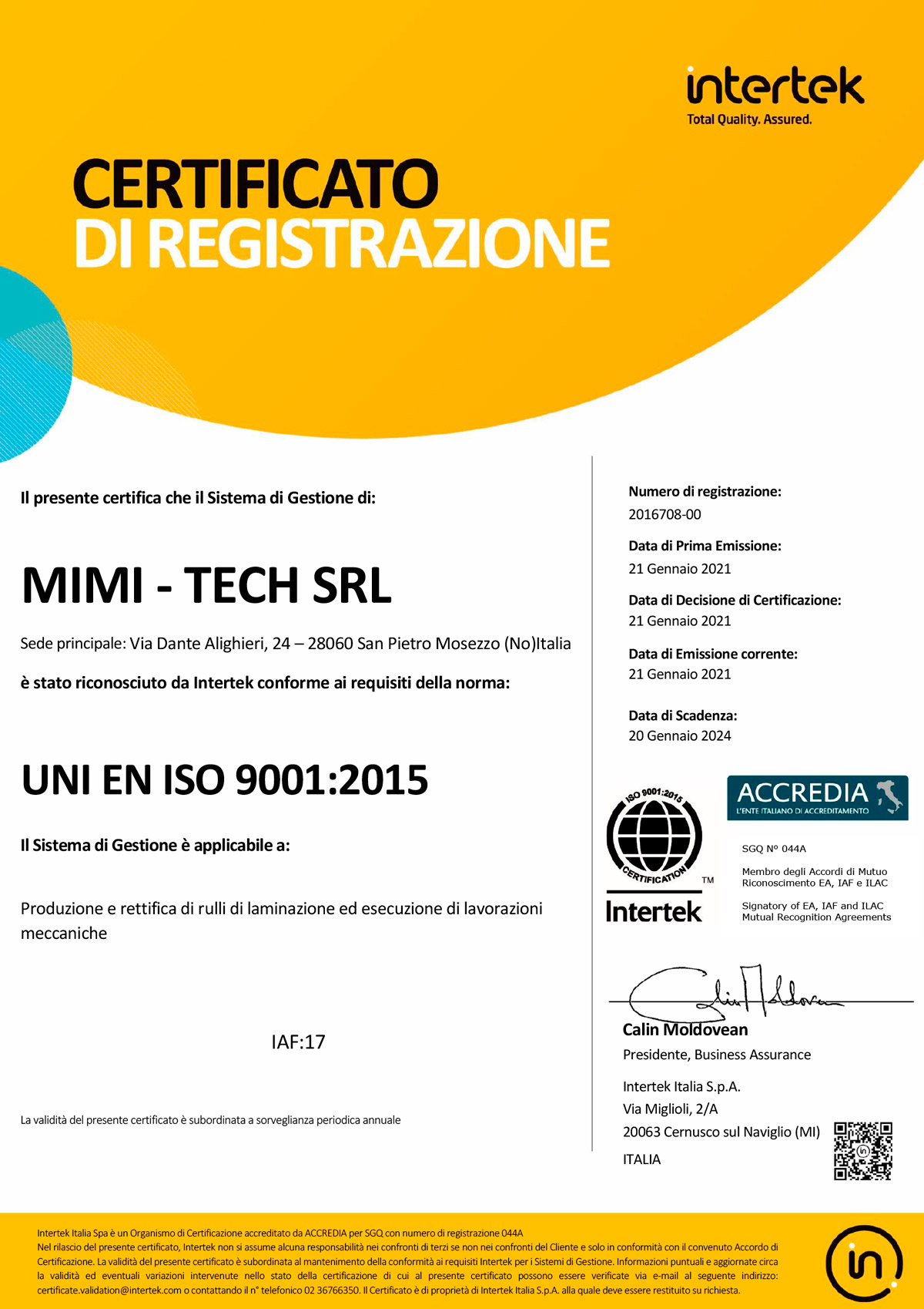 Mini Tech ISO 9001:2015